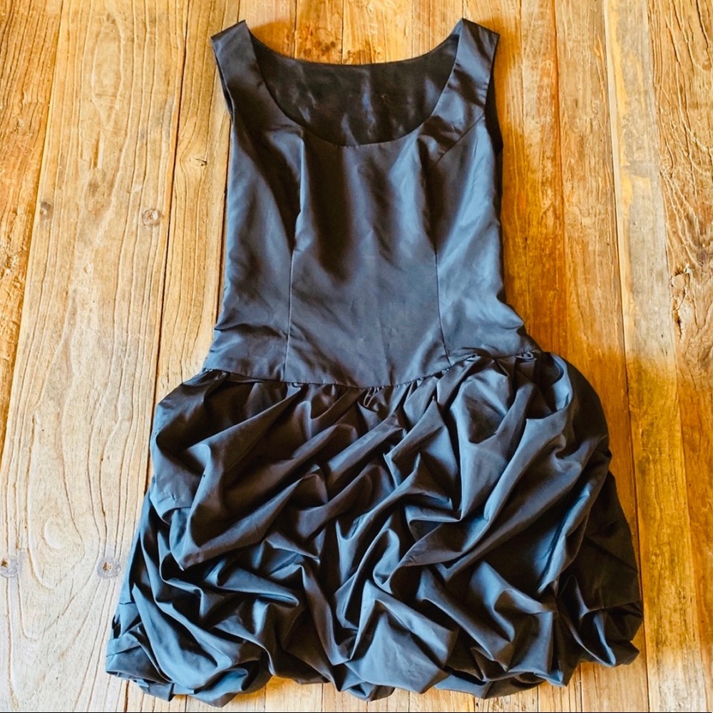 Satin Black Pouf Dress